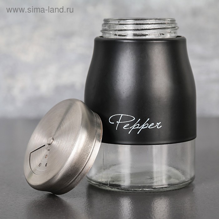 Солонка стеклянная «Стиль», 160 мл, надпись МИКС Солонка стеклянная «Стиль», 160 мл, надпись МИКС