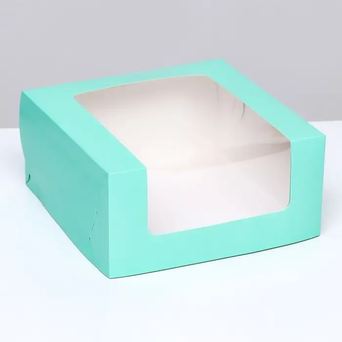 Кондитерская упаковка с окном, мятная, 21×21×10 см Кондитерская упаковка с окном, мятная, 21×21×10 см