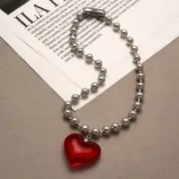 Кулон &laquo; Сердце&raquo; большое, красный в серебре, 40 см