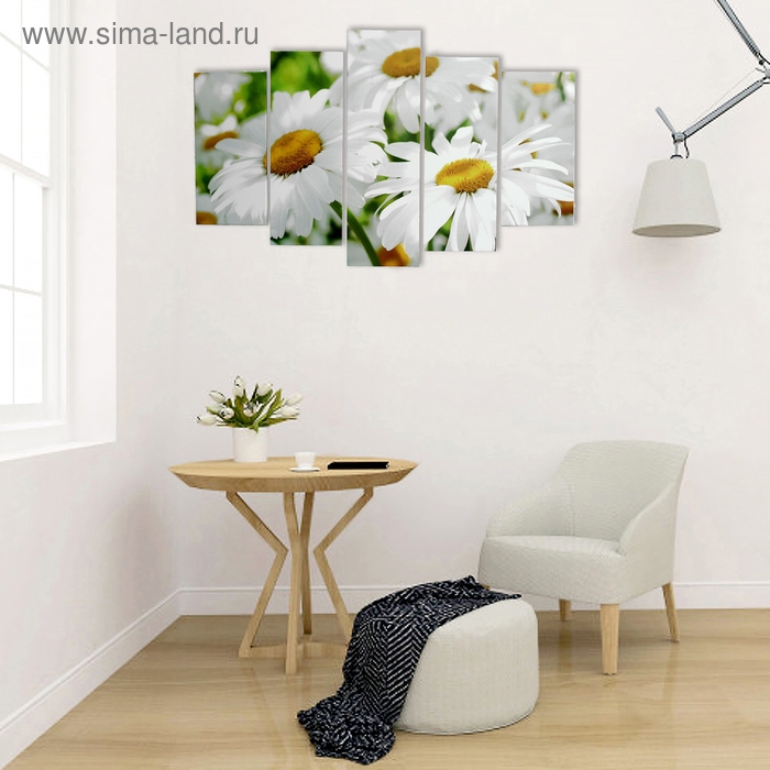 Картина модульная на подрамнике  Картина модульная на подрамнике "Ромашки" 2шт-25х52; 2шт-25х67; 1шт-25х80см  80*125 см