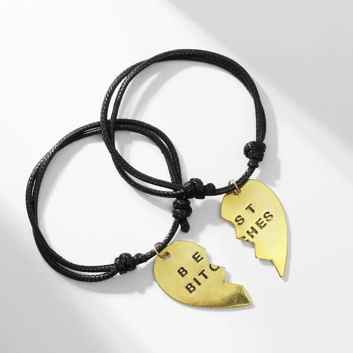 Браслеты парные «Неразлучники» сердце стервы, цвет чёрный, 7 см