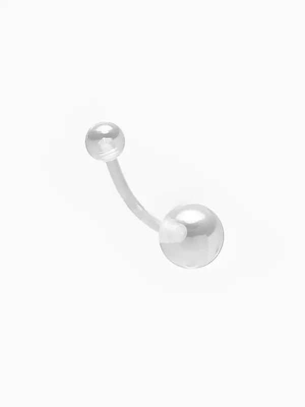 Пирсинг в пупок «Банан» шар, штанга L=2 см, прозрачный