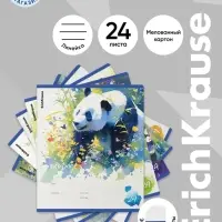 Тетрадь 24 листа в линейку ErichKrause Flower Panda, 60 г/м&sup2;, обложка мелованный картон, МИКС