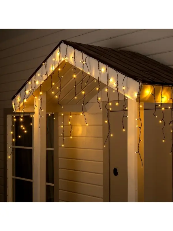 Гирлянда &laquo;Бахрома&raquo; 4&times;0.6 м, IP44, тёмная нить, 180 LED, свечение тёплое белое, 8 режимов, 220 В