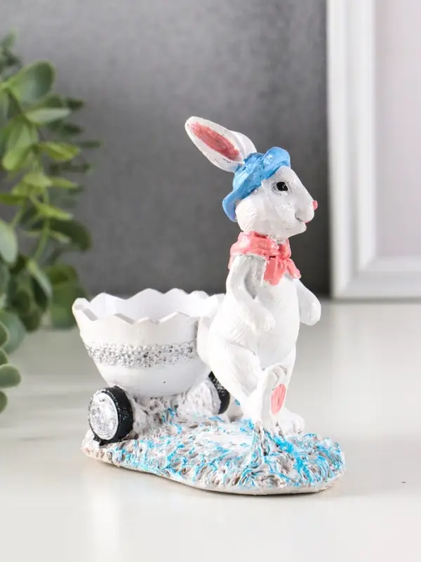 Фигура декоративная Фигура декоративная "Зайка с тележкой" 12.5х12х6 см