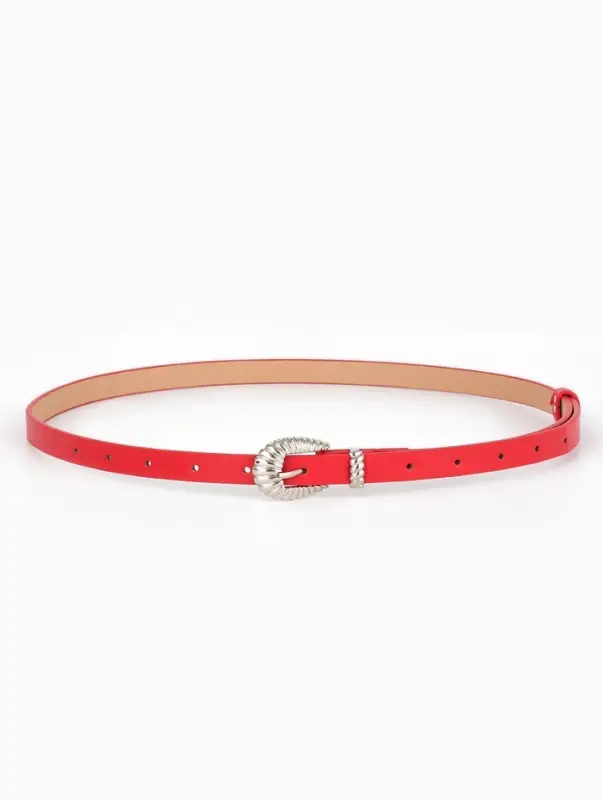 Ремень женский, без винта, 1.5&times;110 см, 1 прокол, пряжка серебро, красный