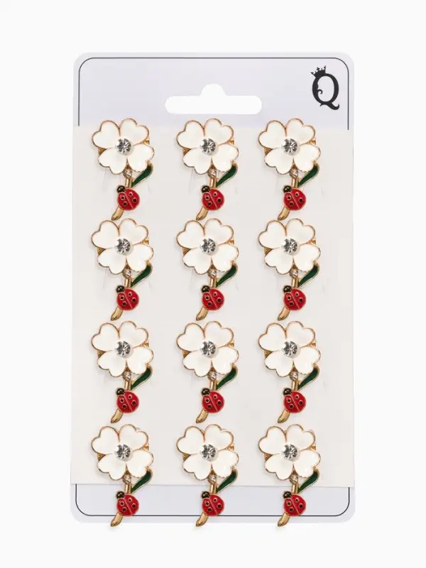 Брошь &laquo;Цветы ромашки с божьей коровкой&raquo;, разноцветная в золоте