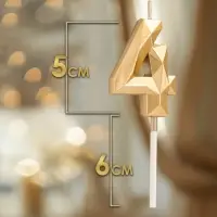 Свеча в торт на шпажке «Алмаз», цифра 4, шампань, 5×2.6 см