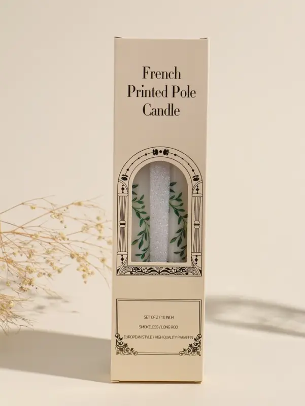 Набор свечей античных, 2,2х25 см, 2 шт "Оливковые листья" 8х28х2,3 см