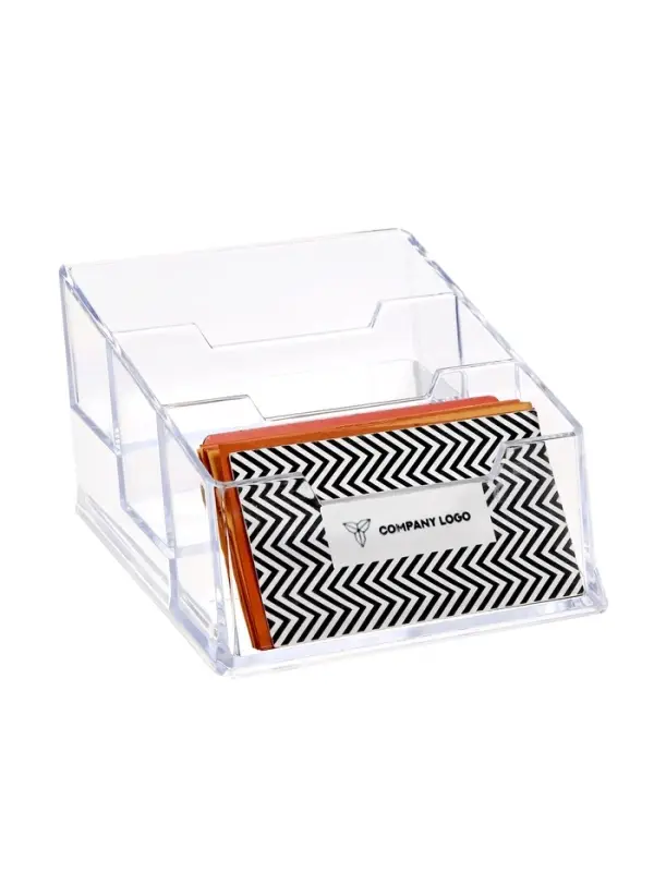 Подставка для визиток, прозрачная, 3 отделения