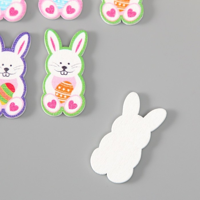 Декор для творчества дерево Декор для творчества дерево "Кролик с яйцом" набор 10 шт 4х1,8 см