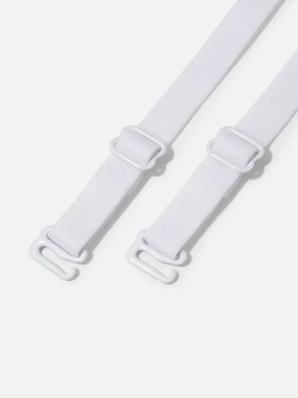 Лямки для бюстгальтера, текстильные, 1 см, 37 см, пара, белые Лямки для бюстгальтера, текстильные, 1 см, 37 см, пара, белые