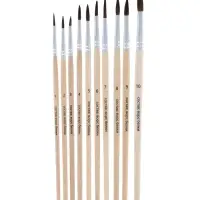 Набор кистей для рисования, белка, 10 штук: № 1, 2, 3, 4, 5, 6, 7, 8, 9, 10, Calligrata, круглые, деревянная ручка, международный размер