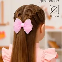 Резинка для волос бант &laquo;Маруся&raquo;, клеточка, 8.5 см, розовая