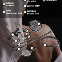 Душевая система ZEIN Z3895, с термостатом, лейка верхняя d=23 см, ручная 12.5 см, чёрная