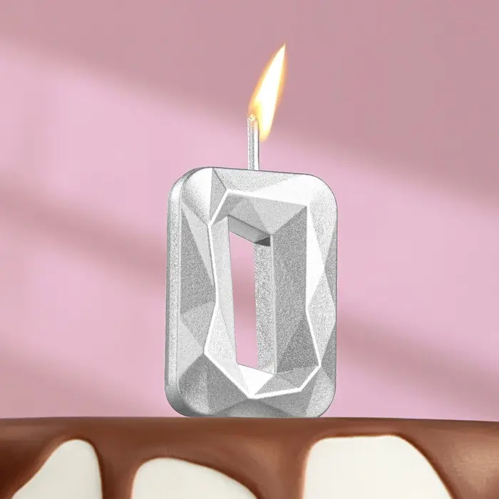 Свеча в торт на шпажке «Алмаз», цифра 0, серебряная, 5×2.6 см Свеча в торт на шпажке «Алмаз», цифра 0, серебряная, 5×2.6 см