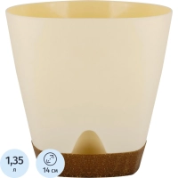 Горшок д/цветов WOOD D140мм 1,35л сливочный/бук IG609910001