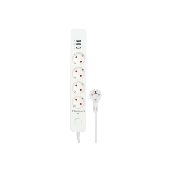 Сетевой фильтр Гарнизон 2.0 Мультипорт EPS-4-U3-W-2, 4 р, 10А, 3xUSB, 2м, ур.защиты 2+, белы 1034186 Сетевой фильтр Гарнизон 2.0 Мультипорт EPS-4-U3-W-2, 4 р, 10А, 3xUSB, 2м, ур.защиты 2+, белы 1034186