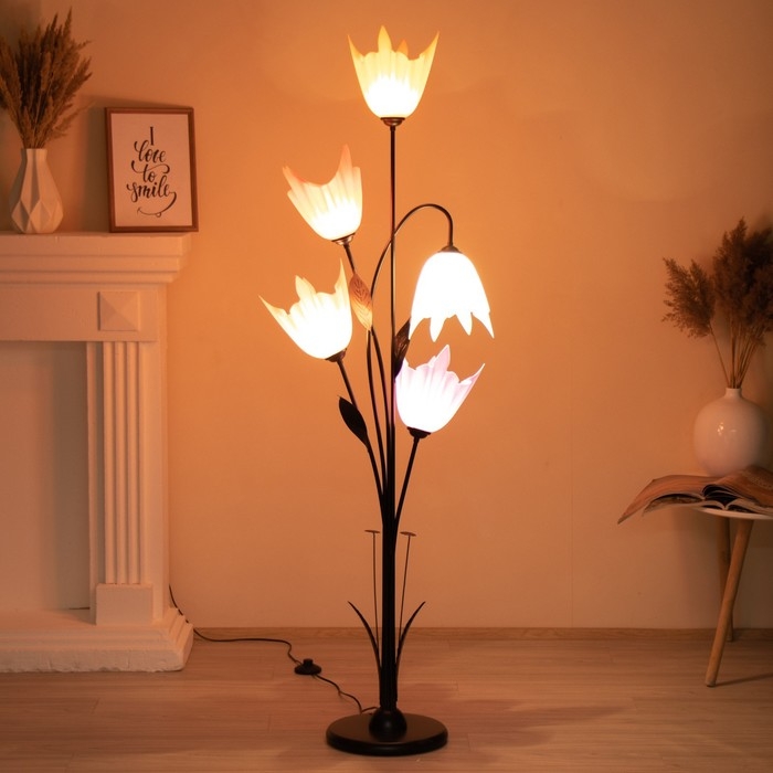 Торшер  Торшер "Аделла" 5хЕ27 15Вт черный h.145 см