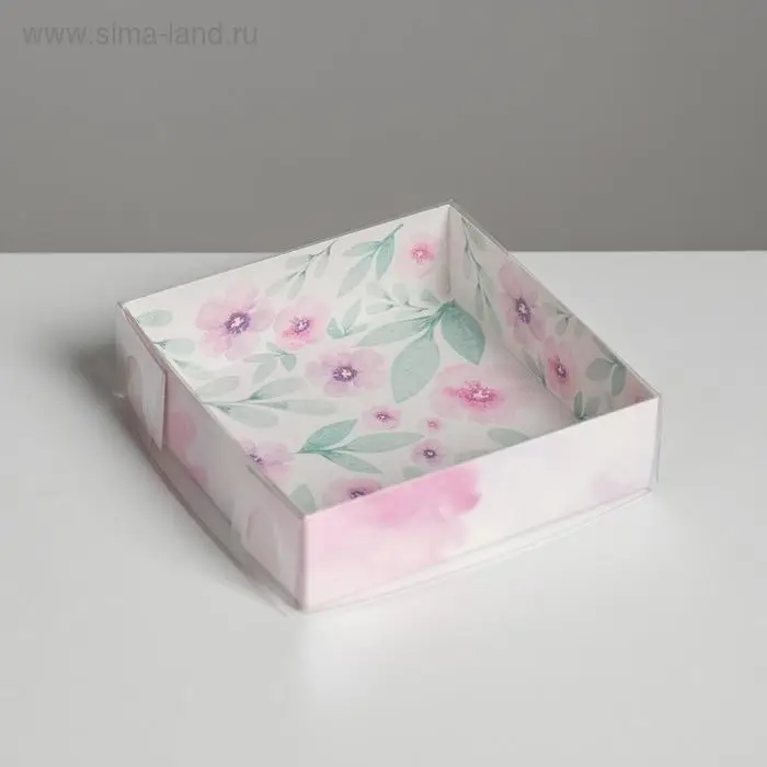 Кондитерская упаковка, коробка для макарун с пластиковой крышкой, «Весенний подарок», 12 х 12 х 3.5 см Кондитерская упаковка, коробка для макарун с пластиковой крышкой, «Весенний подарок», 12 х 12 х 3.5 см
