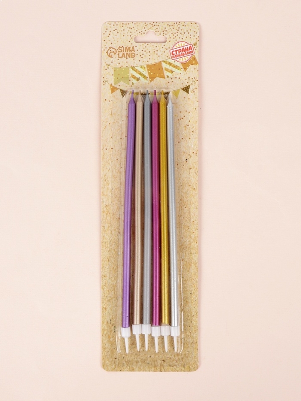 Свечи в торт Свечи в торт "Высокий Ройс", 6 шт, разноцветные