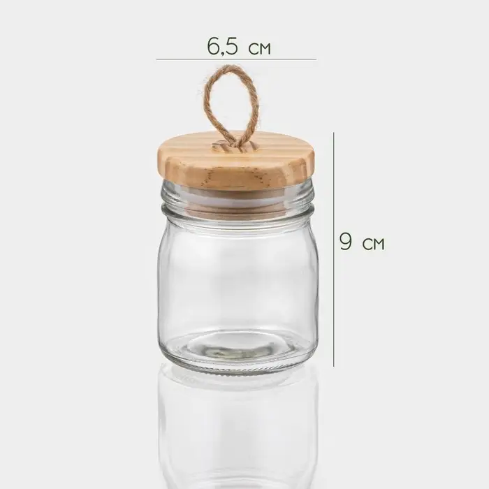 Банка стеклянная для хранения сыпучих продуктов BellaTenero «Эко», 200 мл, 6,5×9 см, с бамбуковой крышкой