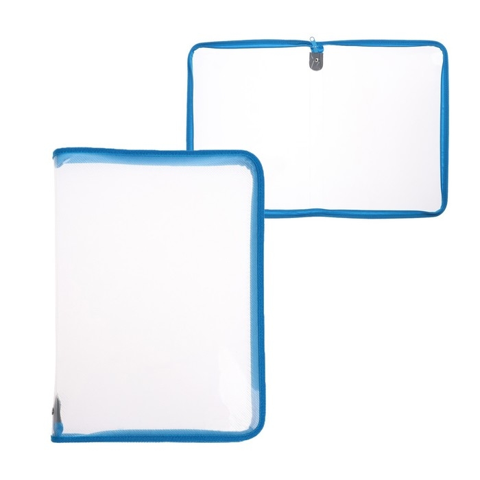 Папка пластиковая А4, 325 х 230 х 25 мм, молния вокруг, Calligrata Папка пластиковая А4, 325 х 230 х 25 мм, молния вокруг, Calligrata "Офис", ПМ-А4-01, 0.5 мм, прозрачная, голубая