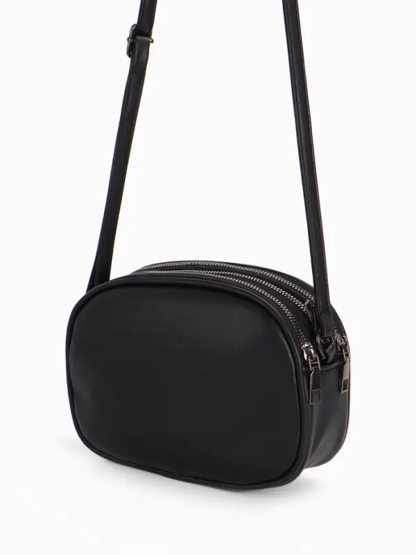 Сумка женская кросс-боди на молнии, 19&times;7&times;15 см, в клетку, чёрная