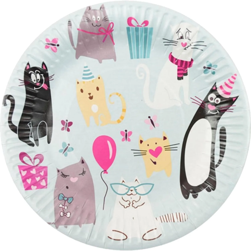 Набор тарелок бумажные Кошки 18см 6шт/уп 6060398