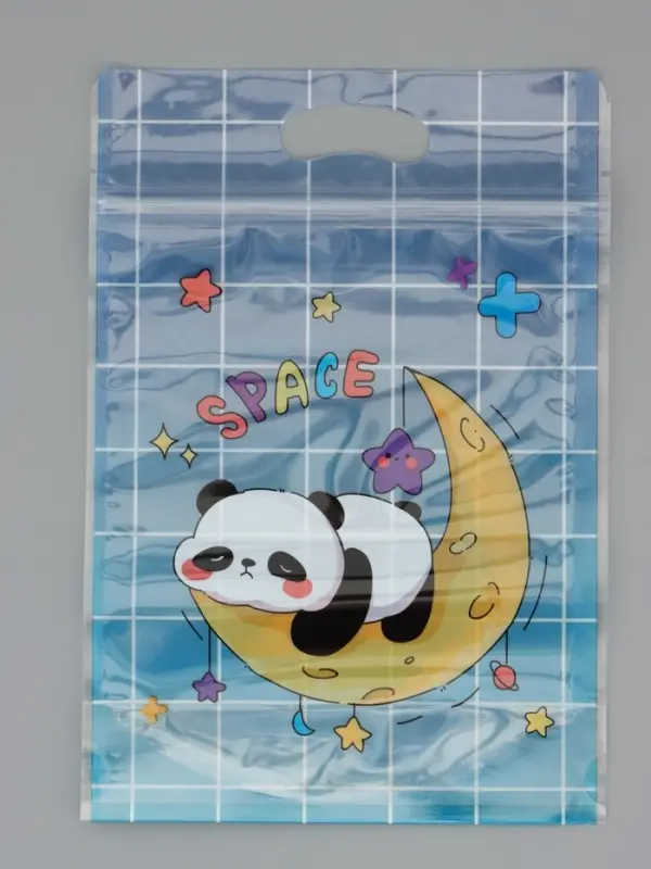 Пакет подарочный, с zip-lock застежкой, Пакет подарочный, с zip-lock застежкой, "Панда на луне", 15х23 ± 1см МИКС