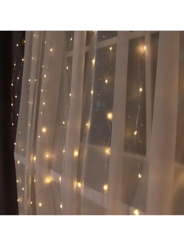Гирлянда &laquo;Занавес&raquo; 2&times;3 м, роса, IP20, серебристая нить, 450 LED, свечение тёплое белое, 8 режимов, 220 В