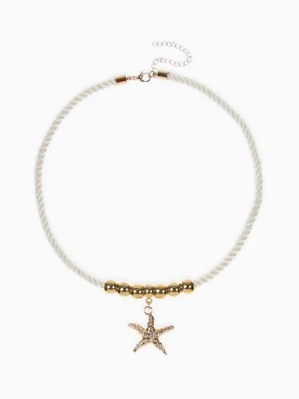 Кулон на шнурке &laquo;Морская звезда&raquo;, L=45 см, цвет бело-золотой