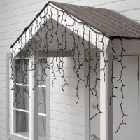 Гирлянда &laquo;Бахрома&raquo; 3&times;0.9 м, IP65, УМС, тёмная нить каучук, 144 LED, свечение тёплое белое, 220 В