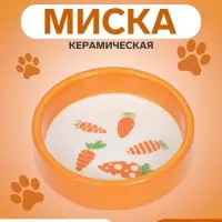 Миска керамическая с морковками 100 мл, 8.8&times;8.8&times;3 см, оранжевая