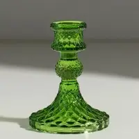 Стеклянный подсвечник на 1 свечу &laquo;Женева&raquo;, d=2.2 см, зелёный, 10.5&times;7.7&times;7.7 см