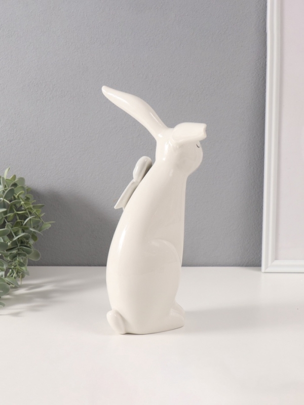 Сувенир керамика Сувенир керамика "Белый зайка с большим бантом" 10,5х19,5х29,5 см