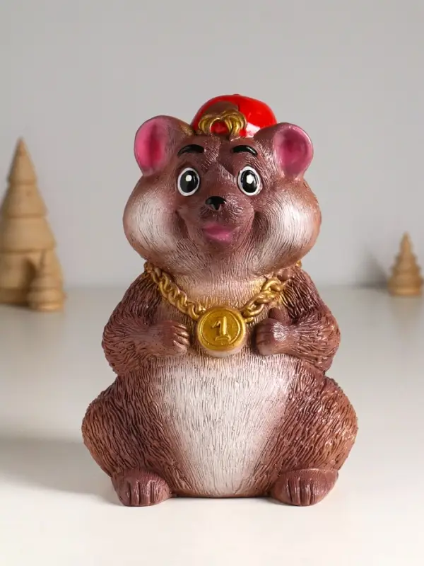 Копилка Копилка "Хомяк в кепке" 20 см, коричневый