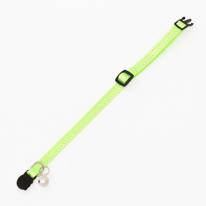 Ошейник кошачий светоотражающий, с серебряным бубенчиком, 19-32 х 1 см, зелёный Ошейник кошачий светоотражающий, с серебряным бубенчиком, 19-32 х 1 см, зелёный