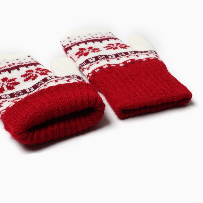 Варежки женские, цвет красный, размер 18 Варежки женские, цвет красный, размер 18