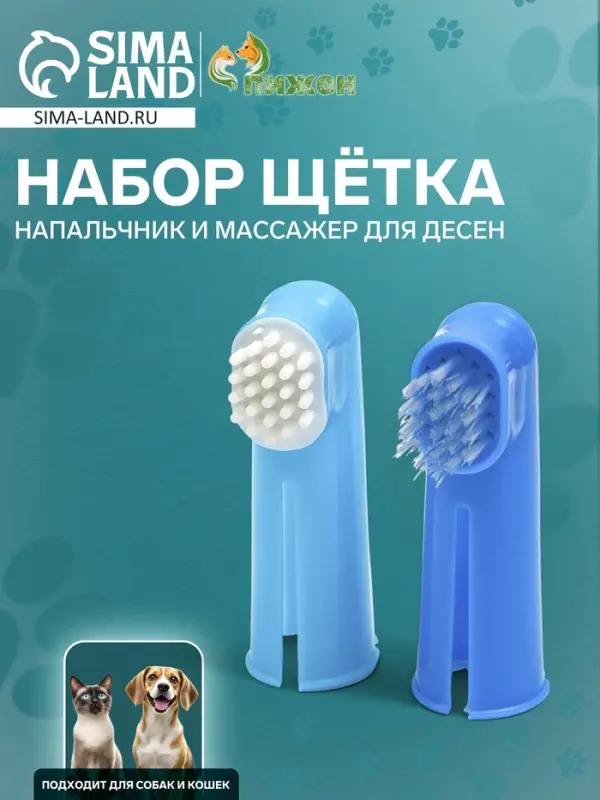 Набор: щётка - напальчник и массажёр для дёсен, цвет МИКС