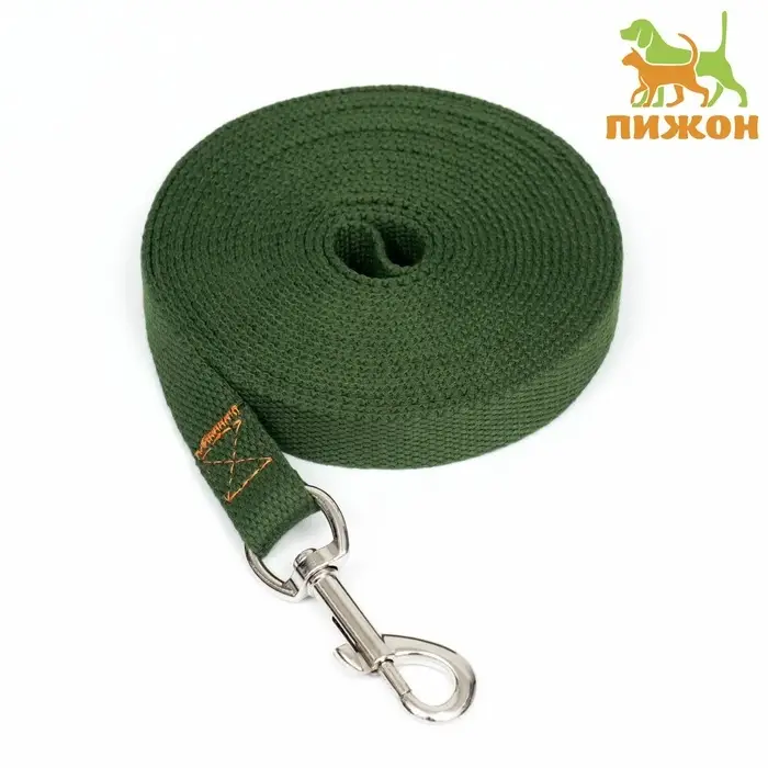Брезентовый поводок, 5 м &times; 2 см, цвет хаки