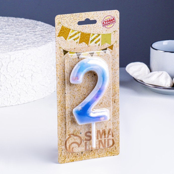 Свеча в торт на шпажке  Свеча в торт на шпажке "Звездопад", цифра 2, 9 см, ГИГАНТ