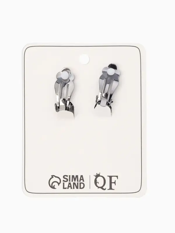 Серьги клипсы для ушей QF &laquo;Овал&raquo;, цвет серебро, чёрный