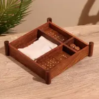 Игра настольная 3 в 1, шахматы, домино, кубики, доска 20&times;20 см, дерево шишам
