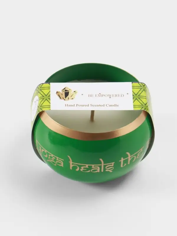 Свеча в чаше Yoga heal the soul, 200 г, 8.5&times;7 см, соевый воск, зелёная