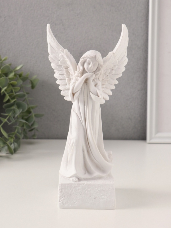 Сувенир полистоун "Белоснежный ангел-девушка в платье"  21х10,5х6,5 см