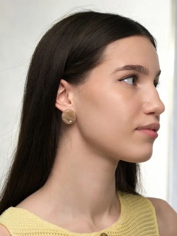 Серьги пластик &laquo;Леденец&raquo;, d=2 см, с разводами белыми, коричневые