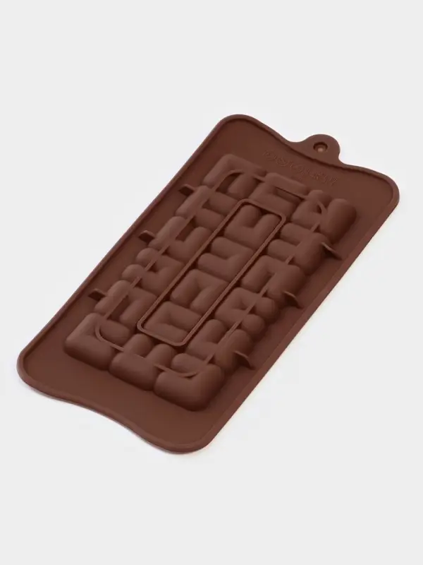 Форма для шоколада Доляна «Лабиринт», силикон, 22×11×1 см, 18 ячеек, коричневая