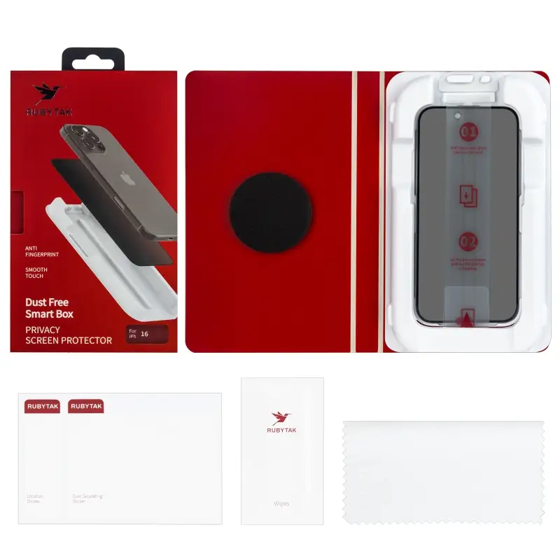 Защитное стекло RUBYTAK iPh 16 Privacy с аппликатором