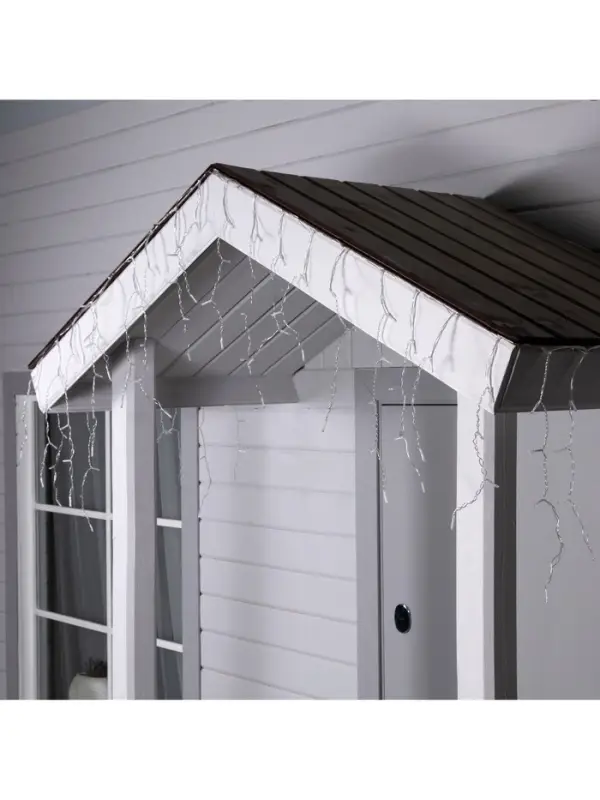 Гирлянда &laquo;Бахрома&raquo;, 3&times;0.6 м, уличная, IP44, 114 LED, 8 режимов, солнечная батарея, прозрачная нить, свечение тёплое белое